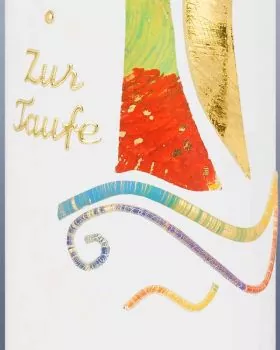 Taufkerze Schutzengel 265x50 mm Flügel gold