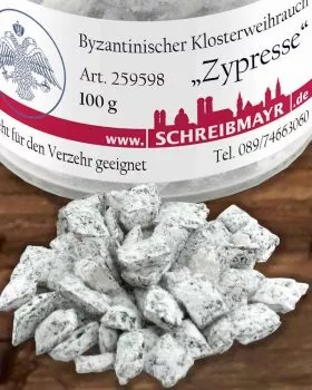 Zypresse Blütenweihrauch geschnitten 100 g im Glas