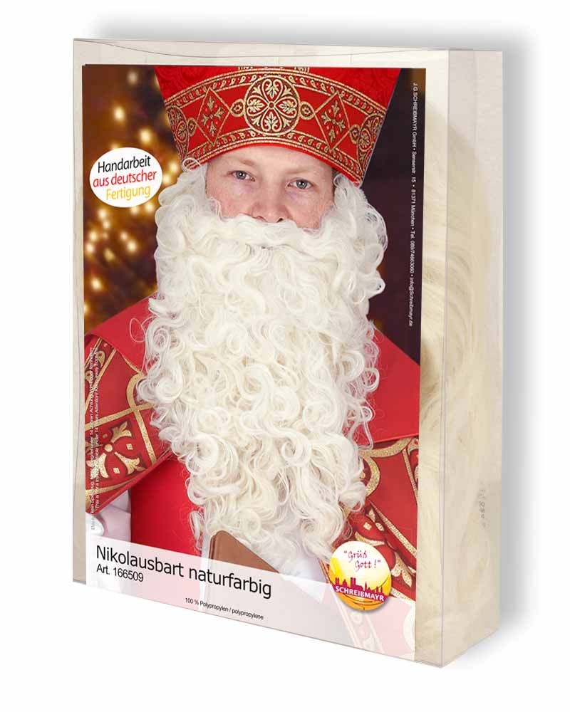 Nikolaus-Bart gelockt Schöner Magier-Vollbart Weihnachtsmann-Bart Santa Claus