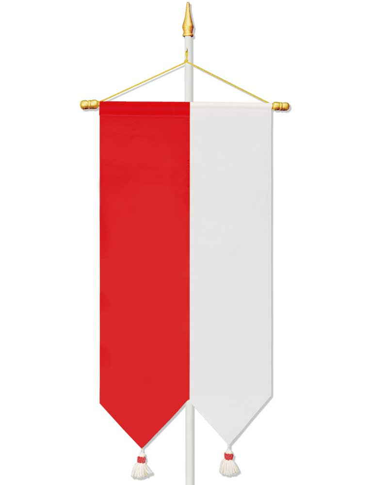 Fahne Baumwolle, mit Quasten rot/weiß - Kirchenbedarf