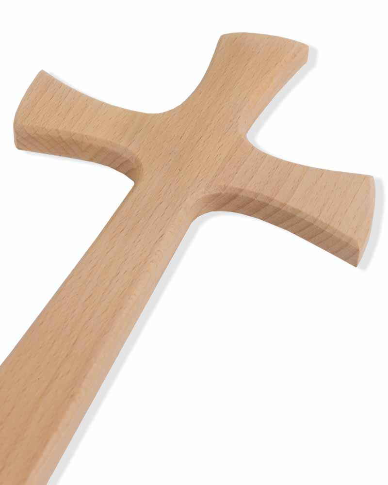 Wandkreuz 20 x 11 cm schlicht Buchenholz natur - Kirchenbedarf