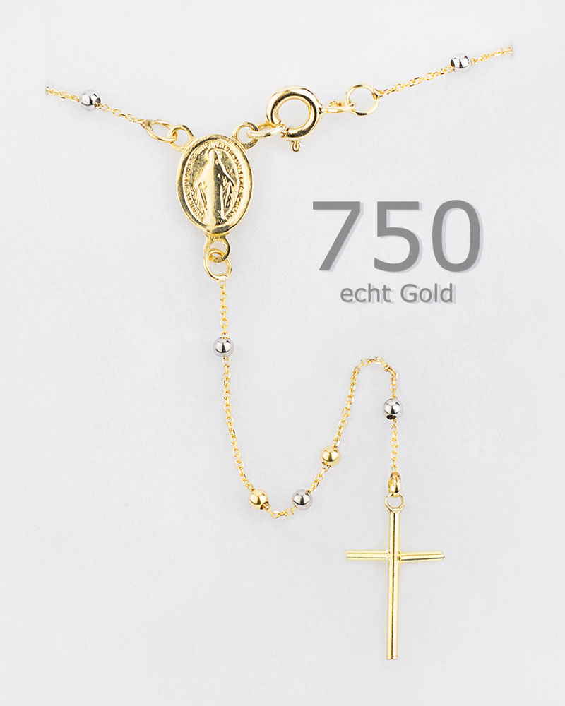 Rosenkranz Kette Gold 750, Perlen 1,5 mm Ø, 18ct. - Kirchenbedarf