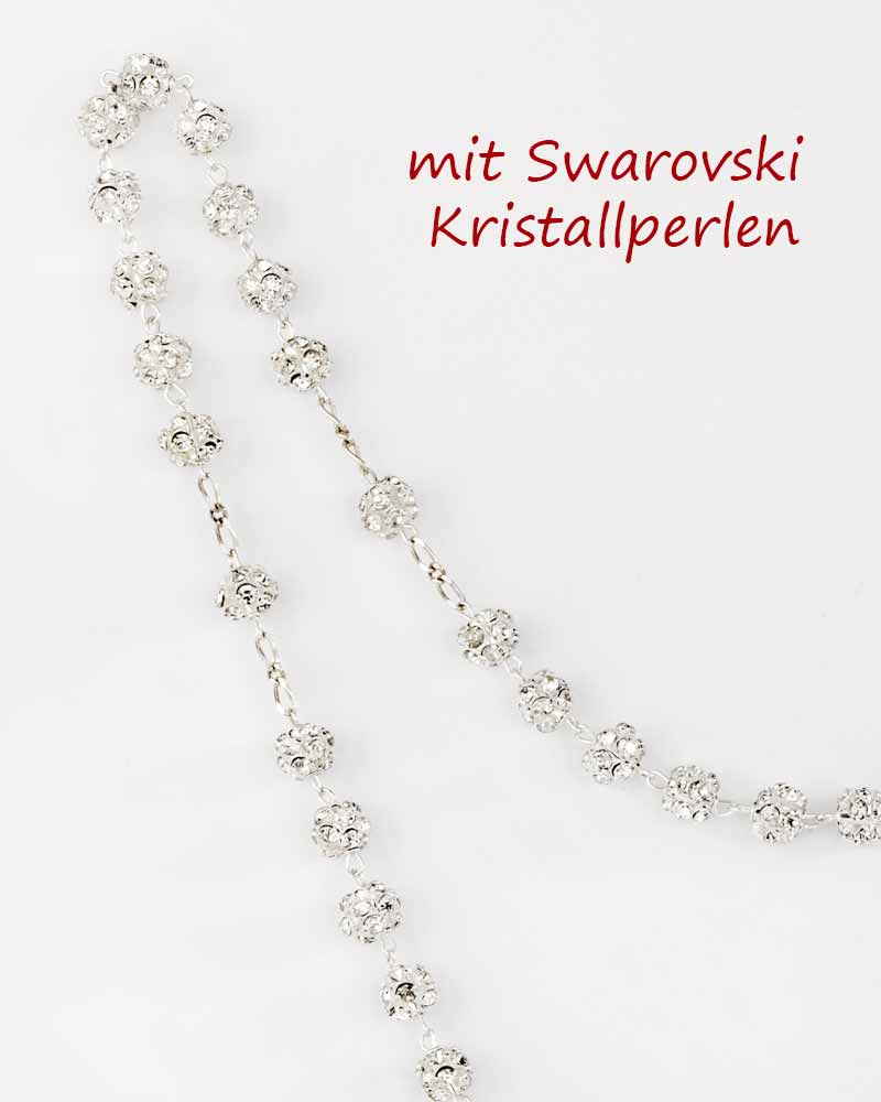 Rosenkranz Kette rosa Silber 925 schwarzen strass Perlen 3mm