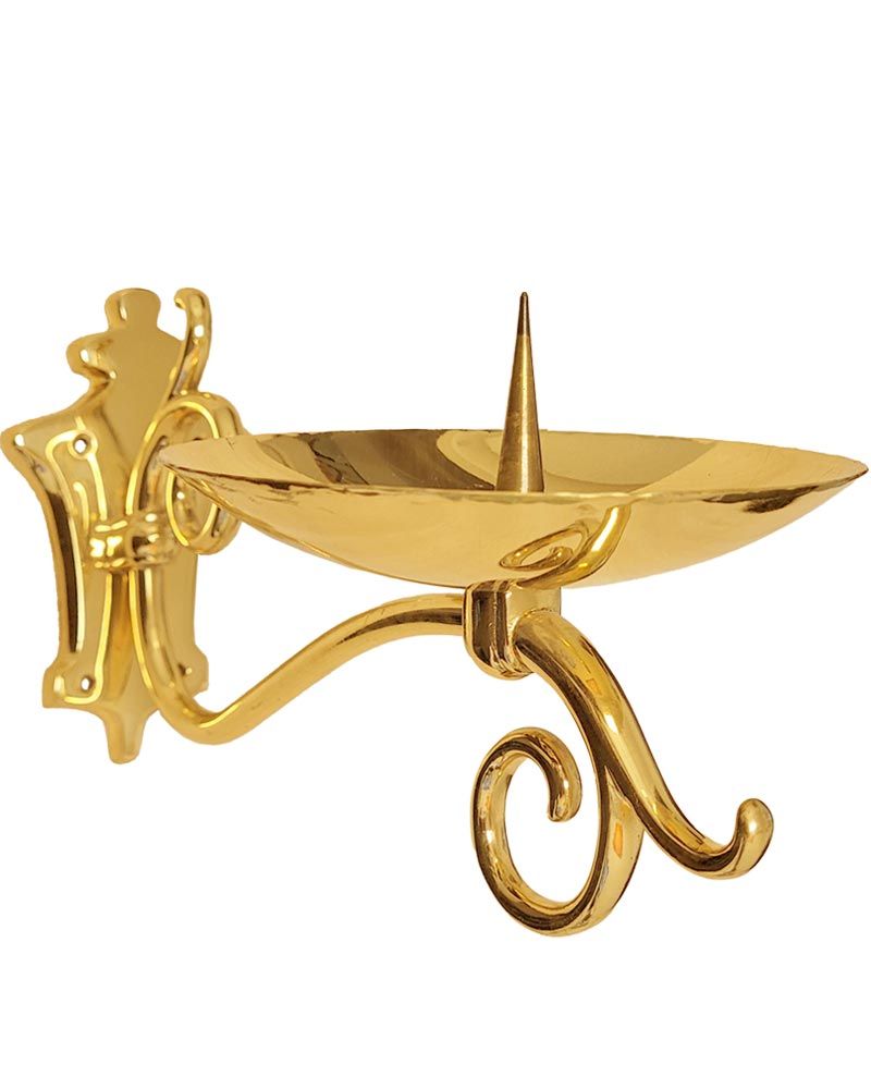 Wandewiglicht 27 cm Messing poliert mit Dorn