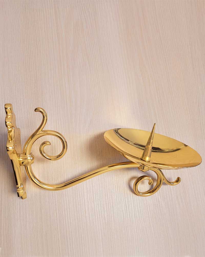 Wandewiglicht 27 cm Messing poliert mit Dorn