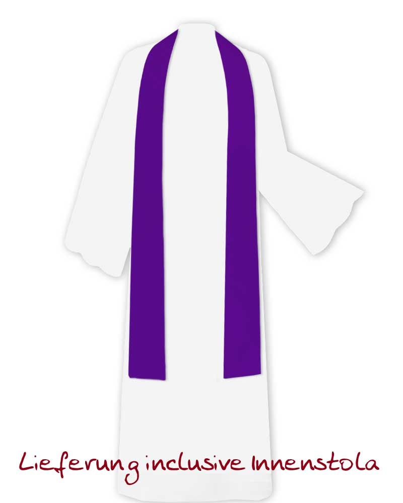 Kasel violett, gefüttert mit Kragen Kreuz gestickt