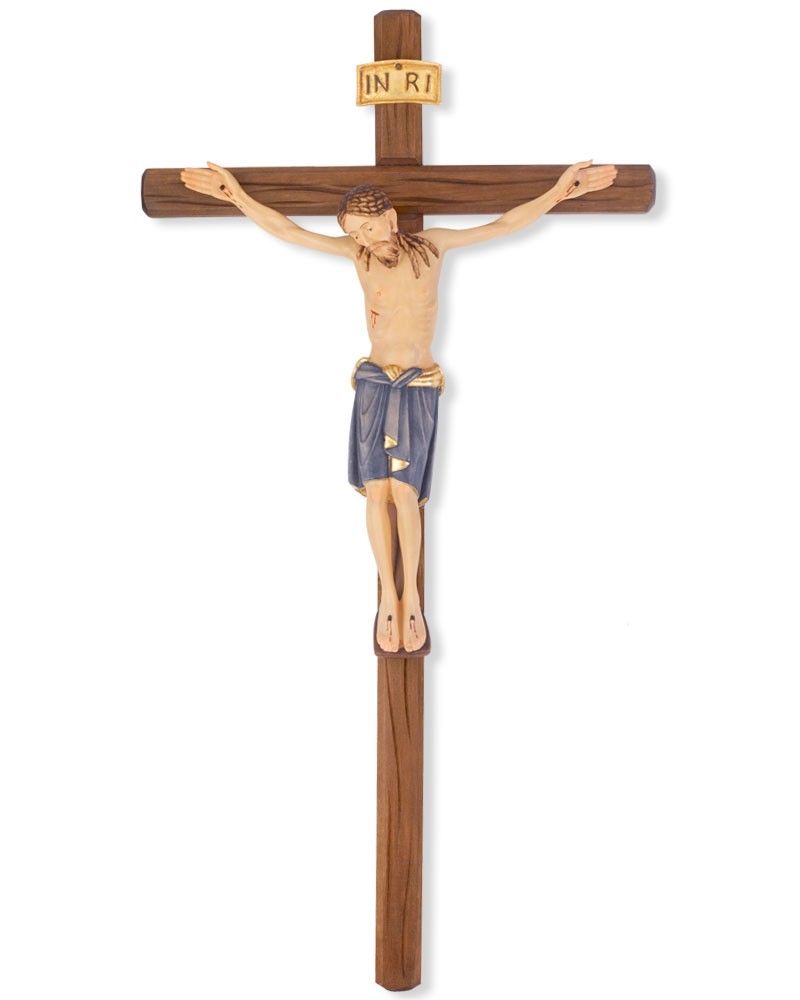 Wandkreuz Holz 29 cm Christus geschnitzt 13 cm