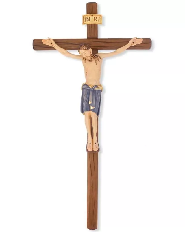 Wandkreuz Holz 29 cm Christus geschnitzt 13 cm