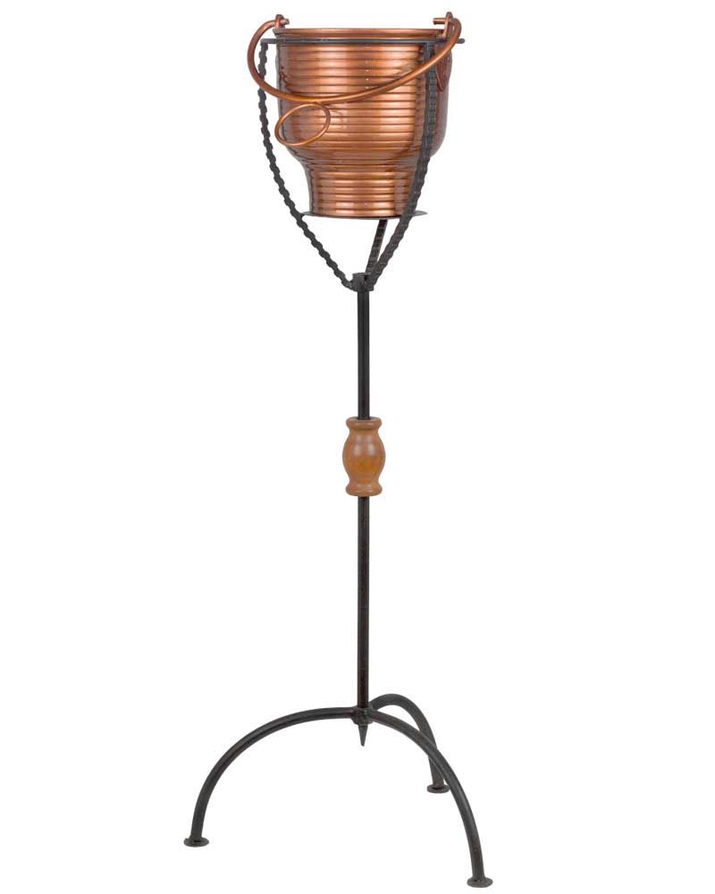 Ständer mit Weihwasserkessel verkupfert 80 cm hoch
