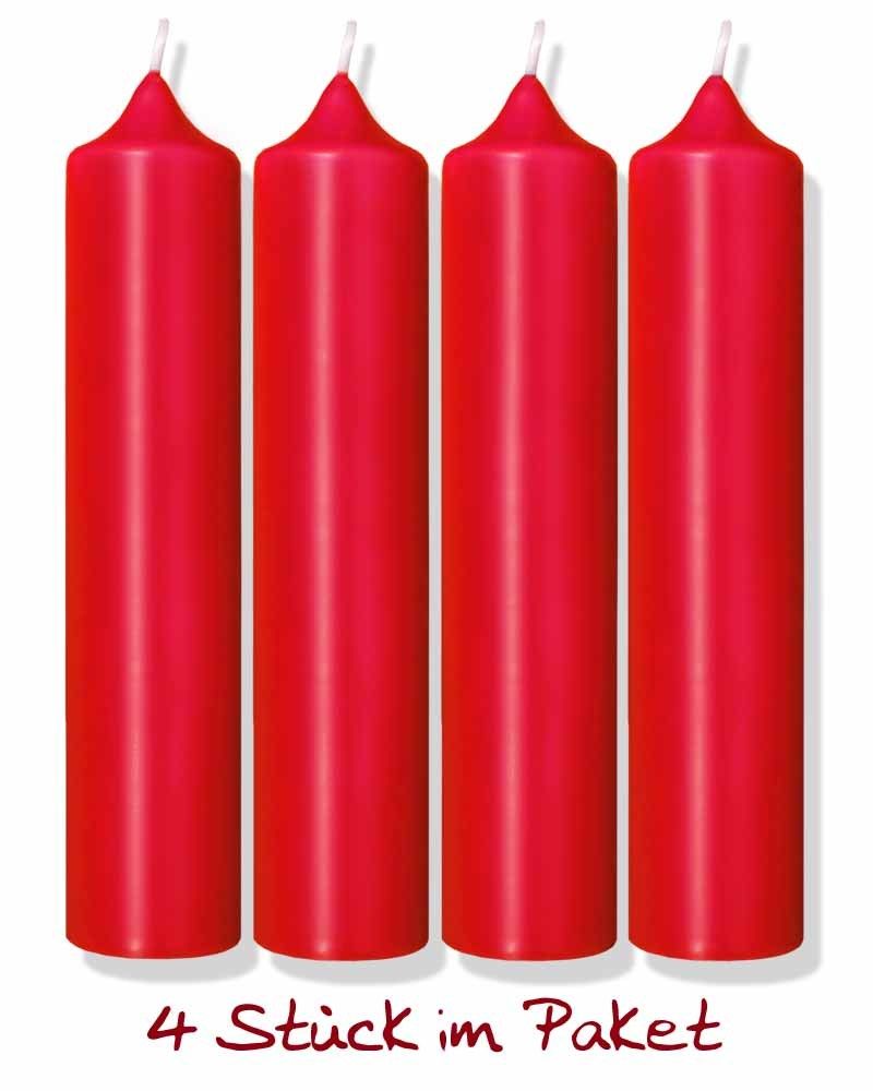 4 Adventskerzen 250x60 mm Kerzen rot 10% Bienenwachs