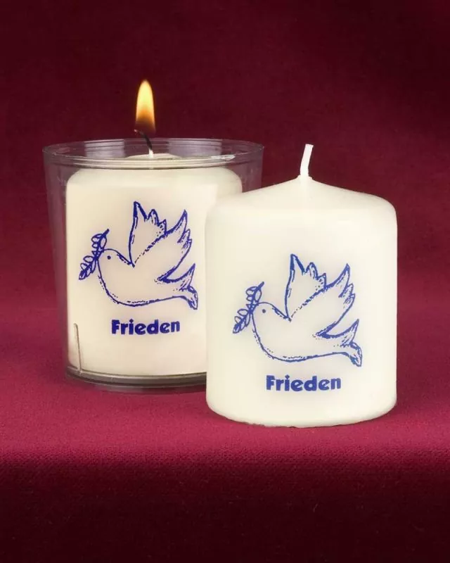 50 Friedenslichter 50x60mm Kerzen Parafin Taube blau