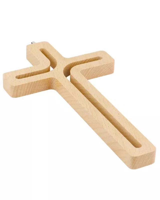 Wandkreuz aus Buchenholz 20 x 11 cm durchbrochen