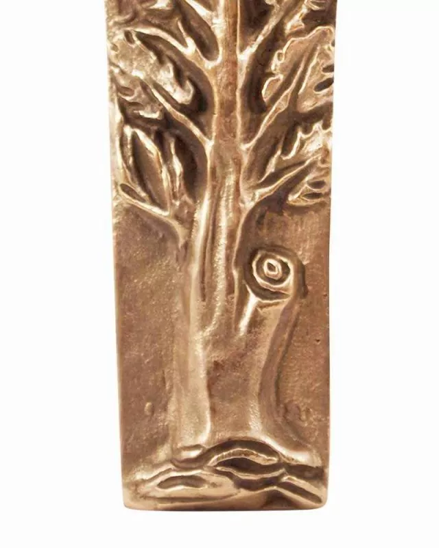 Stehkreuz Lebensbaum Relief 11 x 7,5 cm Bronze gegossen