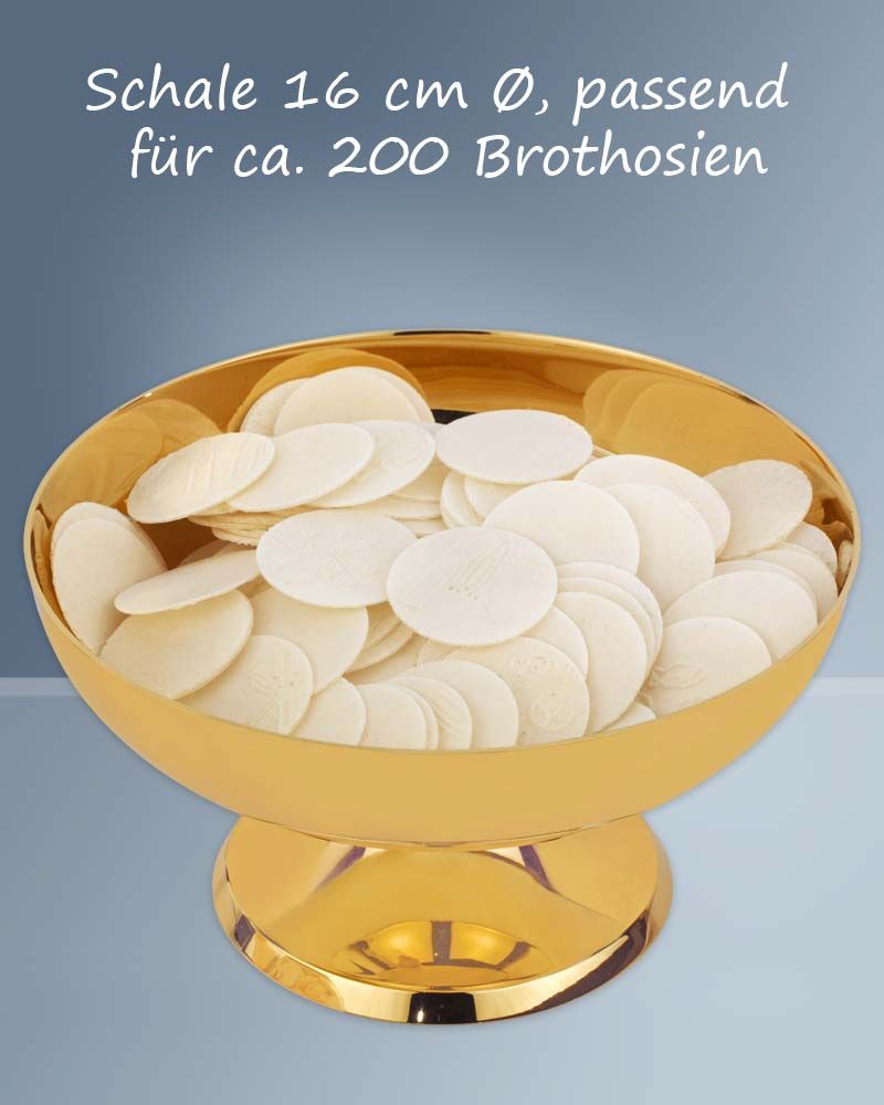 Hostienschale vergoldet, 17 cm Ø, 9 cm hoch ca. 200 Hostien