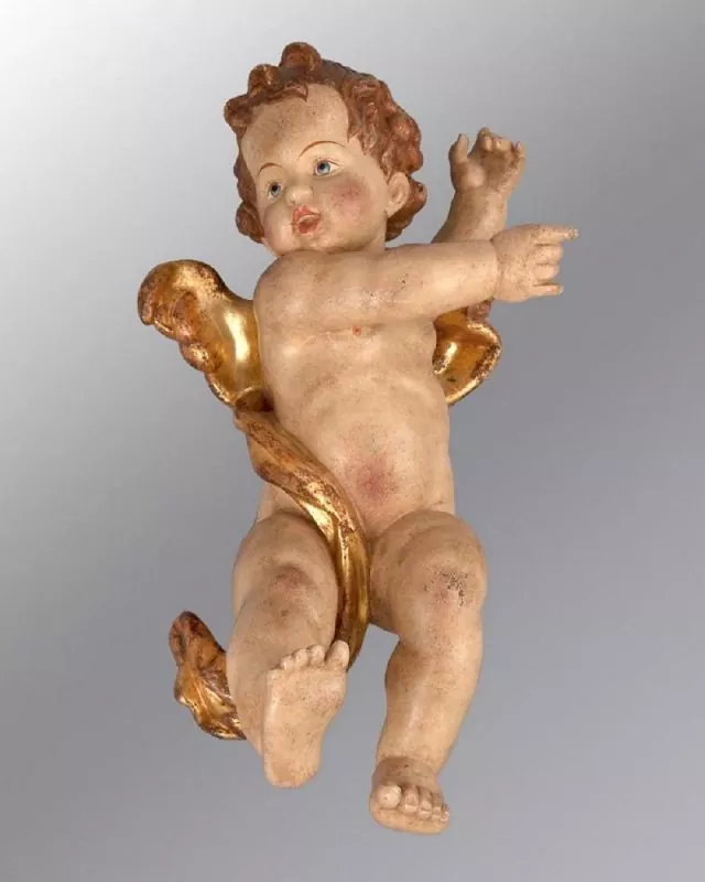 Engel schwebend, 40 cm hoch, antike Fassung blattvergoldet