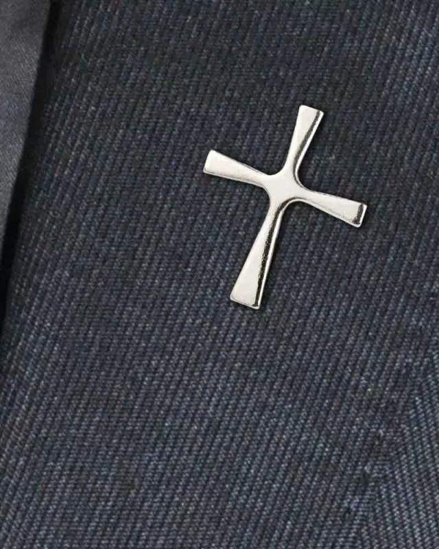 Anstecknadel Kreuz 925 Sterling Silber, mit Verschluß