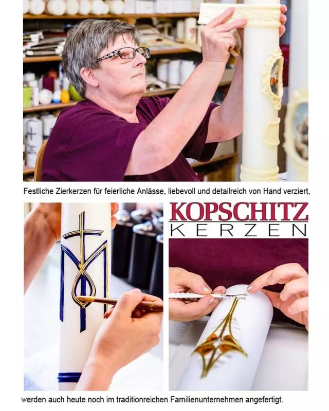 Osterkerze 600 x 80 mm Lebensbaum mit Kreuz Osterkerze 600 x 80 mm Lebensbaum mit Kreuz