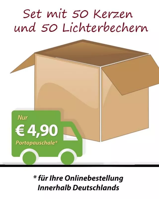 50 Friedenslichter Hl. Geist Windschutzbecher & Kerzen
