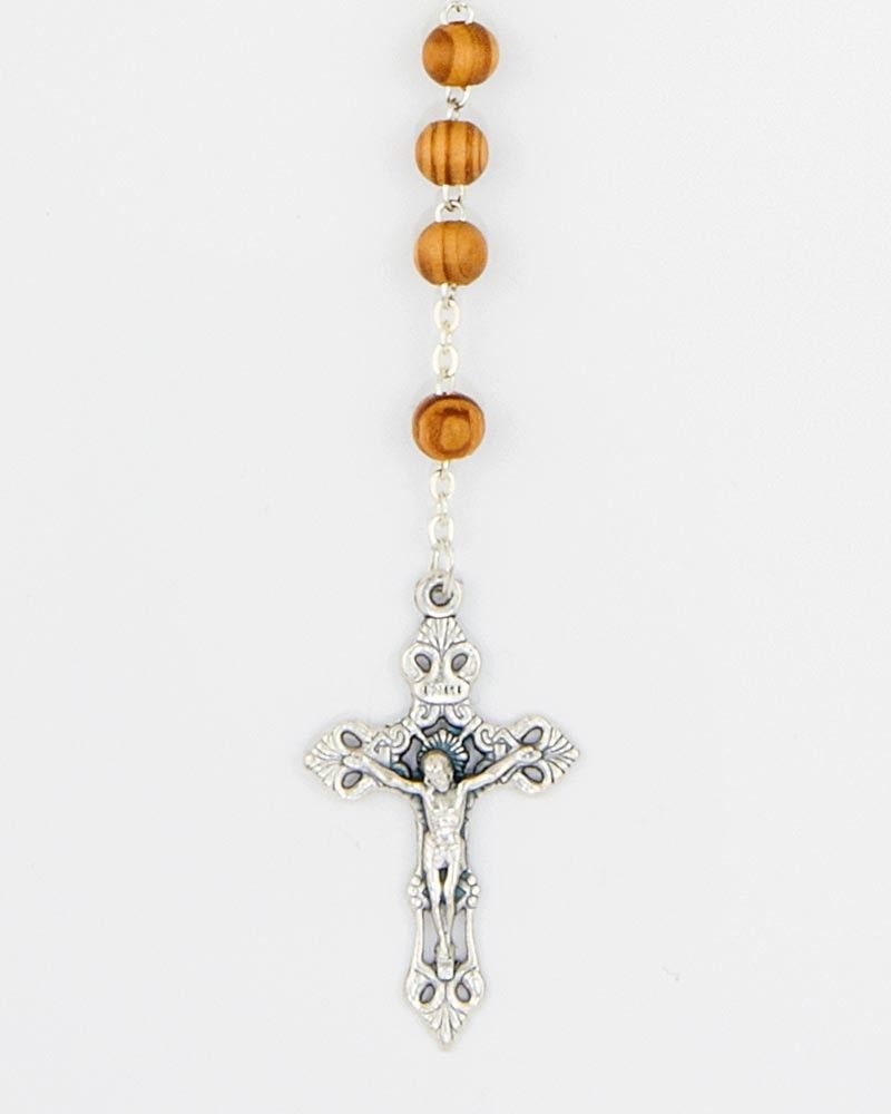 Rosenkranz mit Holzperlen braun 6 mm Ø gekettelt