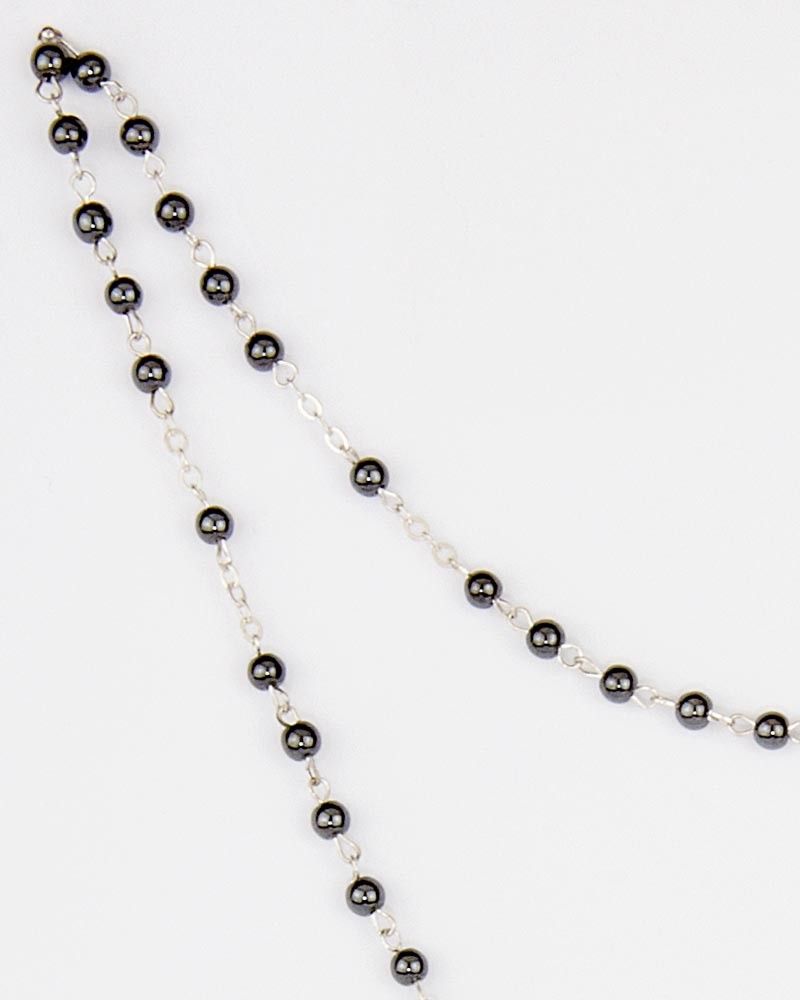 Rosenkranz Hämatit 4 mm Ø gekettelt echt Silber 925
