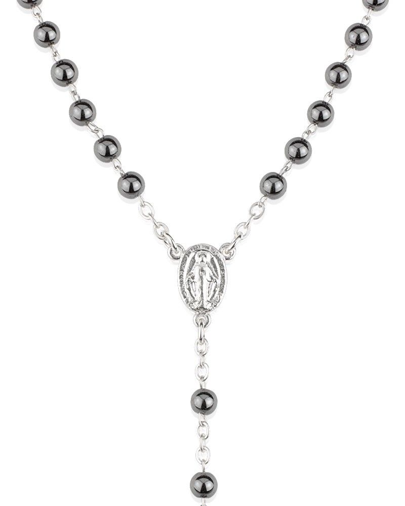 Rosenkranz Hämatit 4 mm Ø gekettelt echt Silber 925