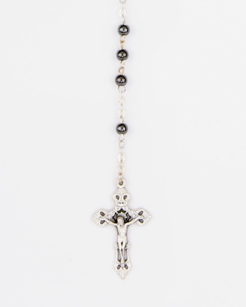 Rosenkranz Hämatit 4 mm Ø gekettelt echt Silber 925