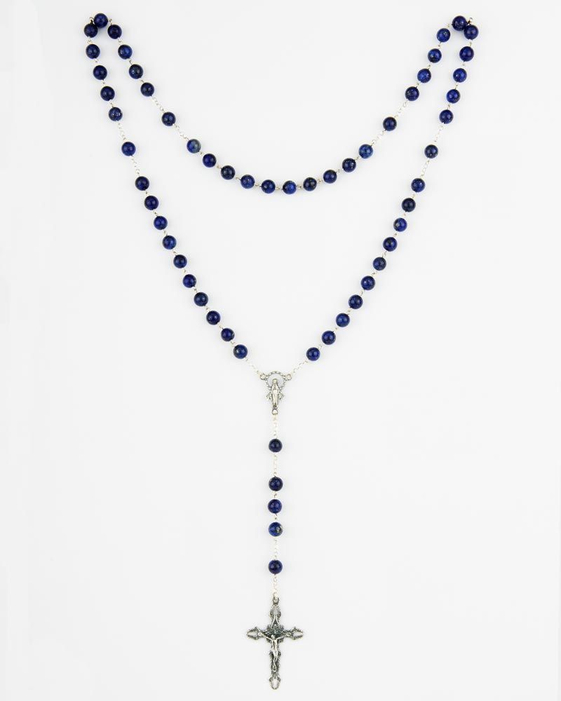 Rosenkranz Sterling Silber 925 Lapislazuli Perlen 6 mm Ø