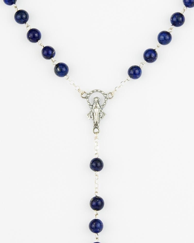 Rosenkranz Sterling Silber 925 Lapislazuli Perlen 6 mm Ø