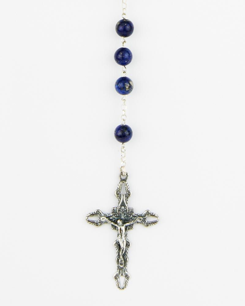Rosenkranz Sterling Silber 925 Lapislazuli Perlen 6 mm Ø