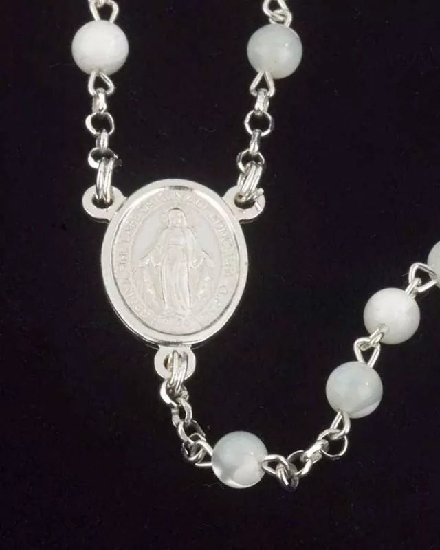 Rosenkranz Kommunion echt Silber Perlmutt 4 mm
