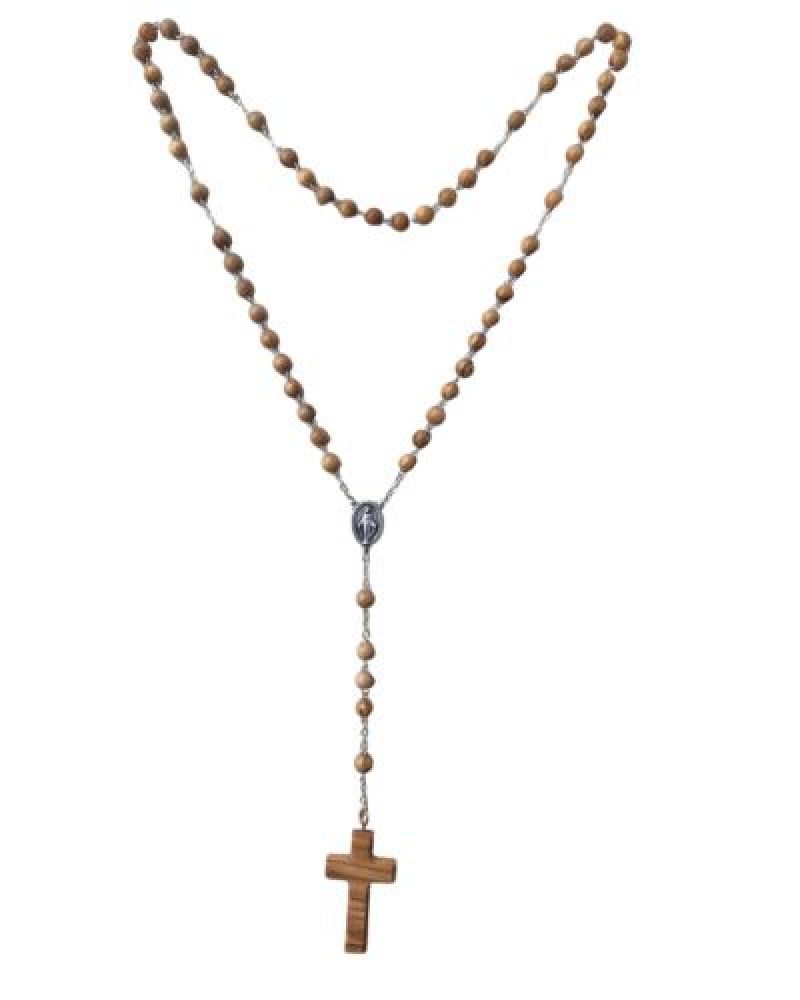 Rosenkranz Olivenholz Perlen Kreuz 4 cm