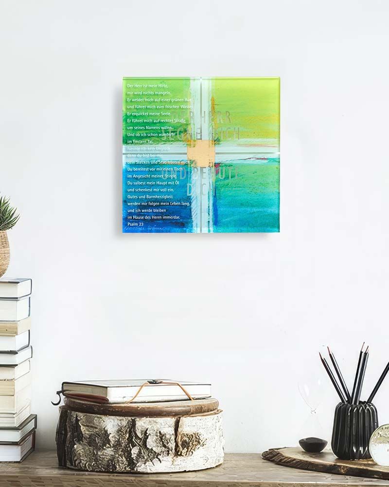 Acrylglastafel Psalm 23 "Der Herr segne dich" 15x15 cm