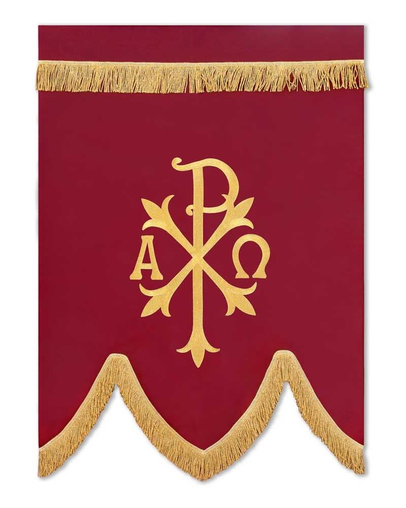 Prozessionsfahne 125x90cm rot  PX + Kreuz goldgestickt
