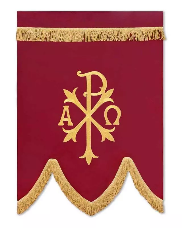 Prozessionsfahne 125x90cm rot PX + Kreuz goldgestickt