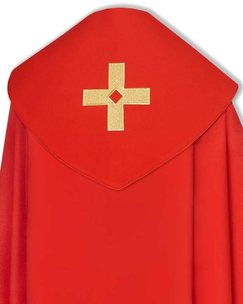 Nikolaus - Rauchmantel rot mit schlichtem Kreuzdekor
