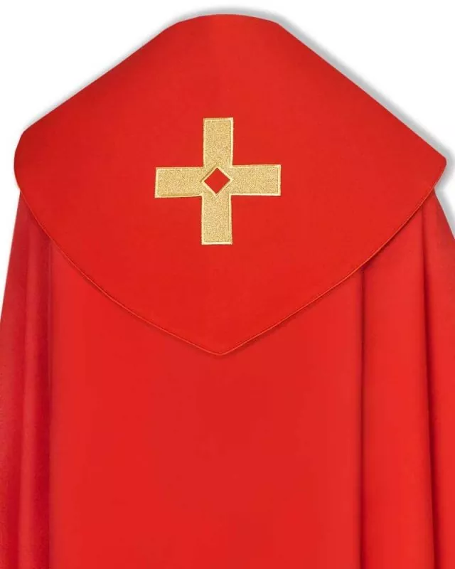 Nikolaus - Rauchmantel rot mit schlichtem Kreuzdekor