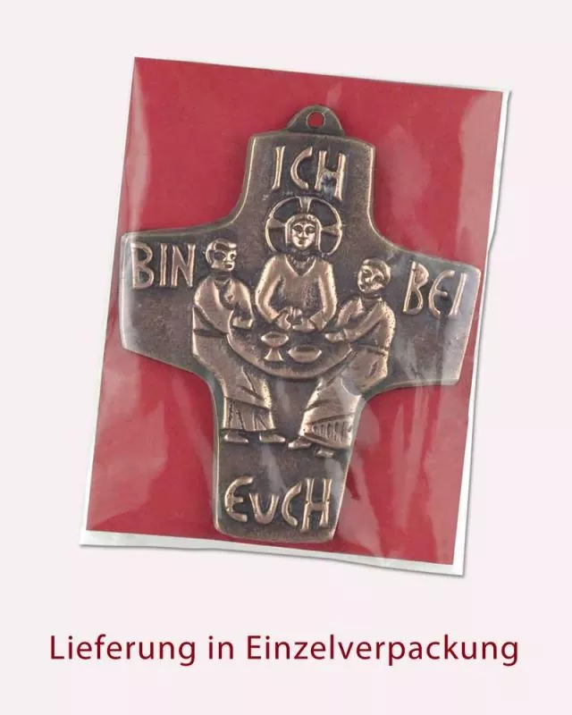 Kommunionkreuz Bronze, mit Christus 10,5 x 8,5 cm