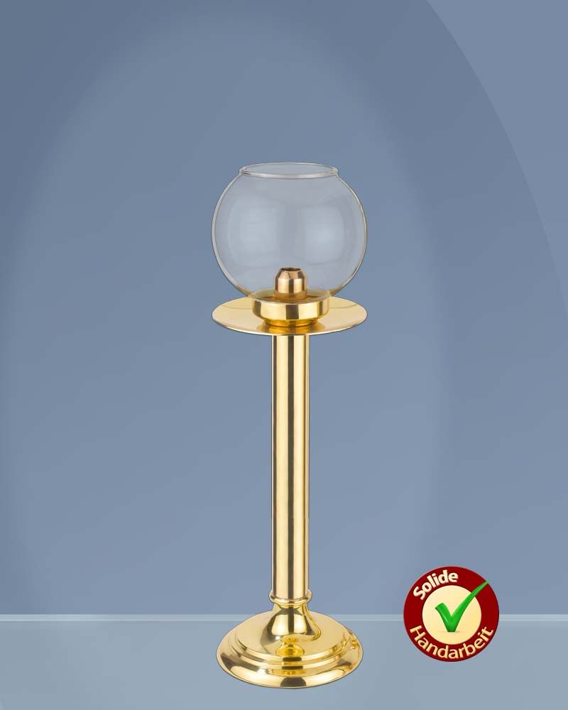 Flambeaux mit Glas, 50 cm hoch Messing poliert