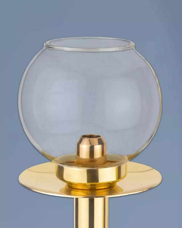 Flambeaux mit Glas, 50 cm hoch Messing poliert