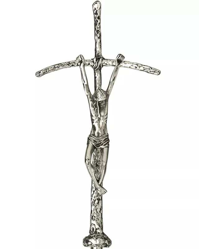 Vortragekreuz versilbert 22 x 44 cm "Papstkreuz"