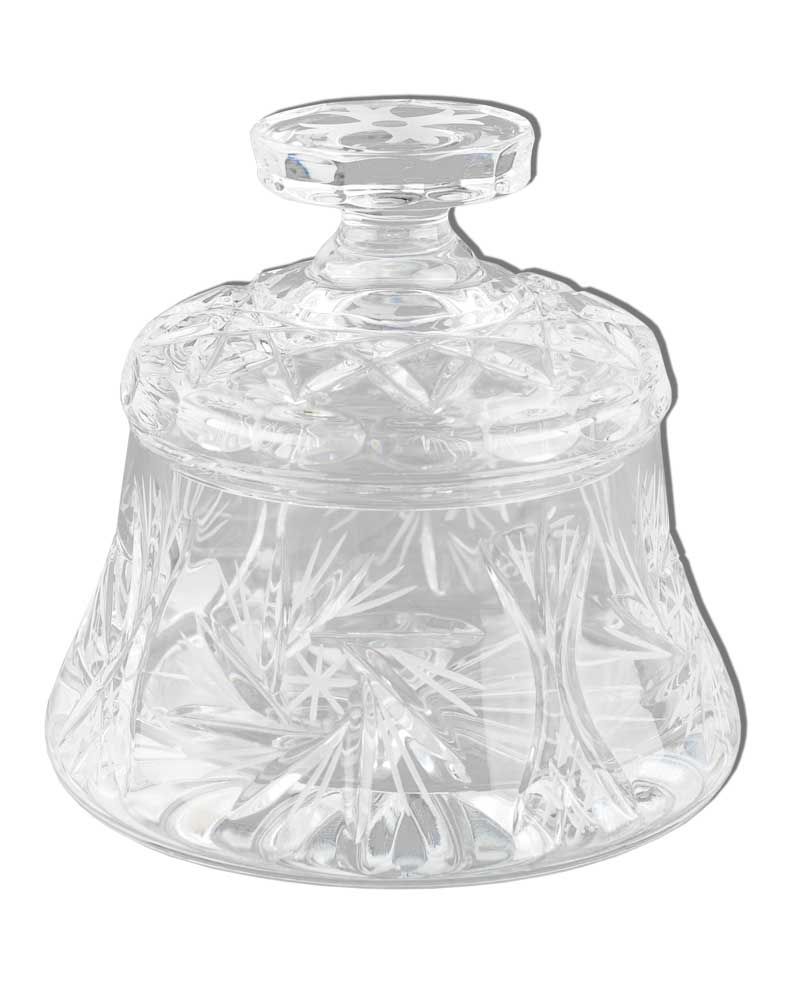 Ablutionsgefäß aus Kristallglas mit Deckel, 9 cm hoch