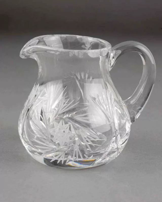 Lavabogarnitur aus Kristallglas Kanne 125 ml Tablett 15 cm Ø