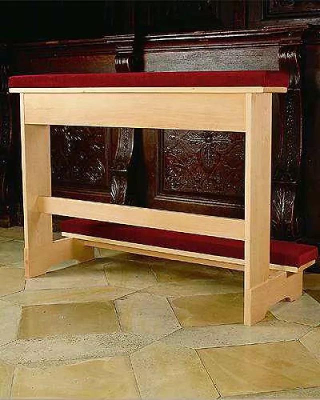 Betstuhl 80 cm Buche natur mit rotem Samtpolster