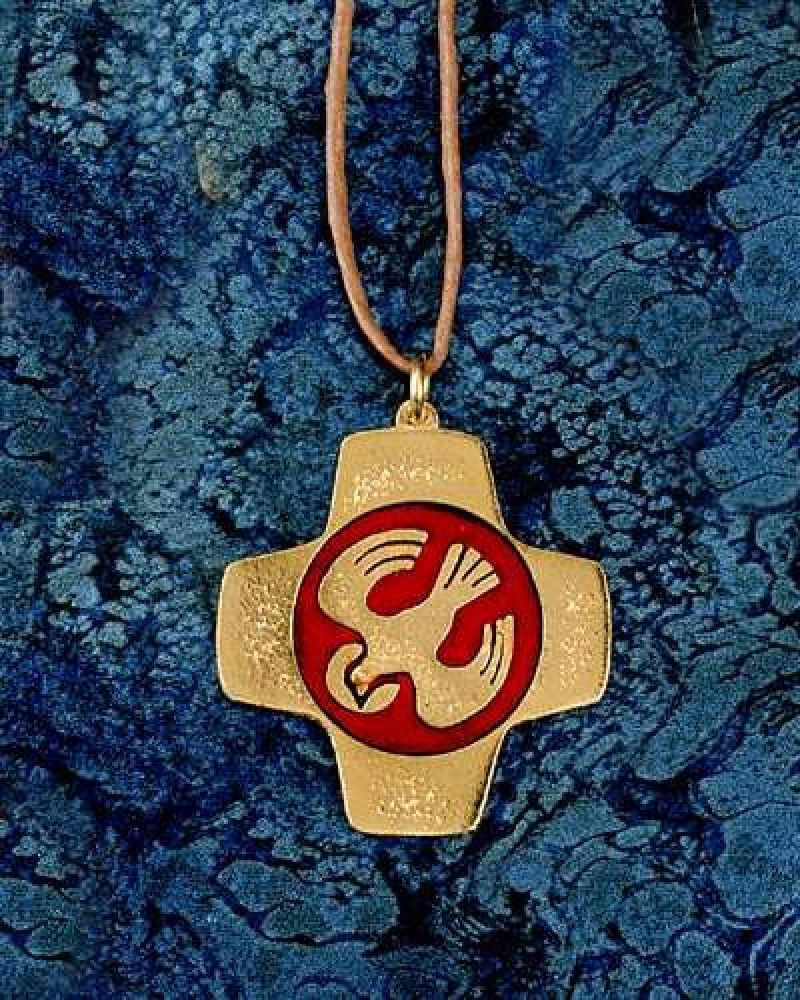 Umhängekreuz Hl. Geist mit rotem Kaltemail
