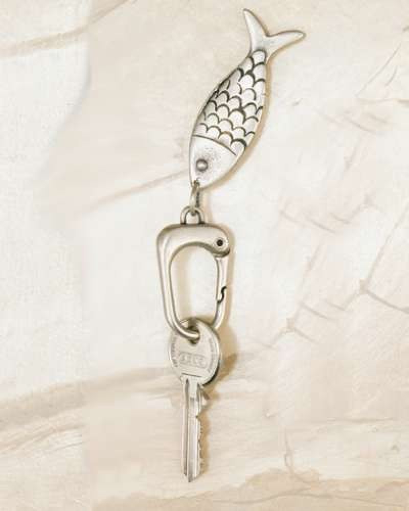 Schlüsselanhänger altsilber Fisch 6 cm ICHTHYS