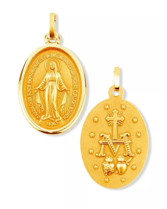 Wunderbare Medaille 14 mm Marienmedaille 18ct Gold 750 Wunderbare Medaille 14 mm Marienmedaille 18ct Gold 750