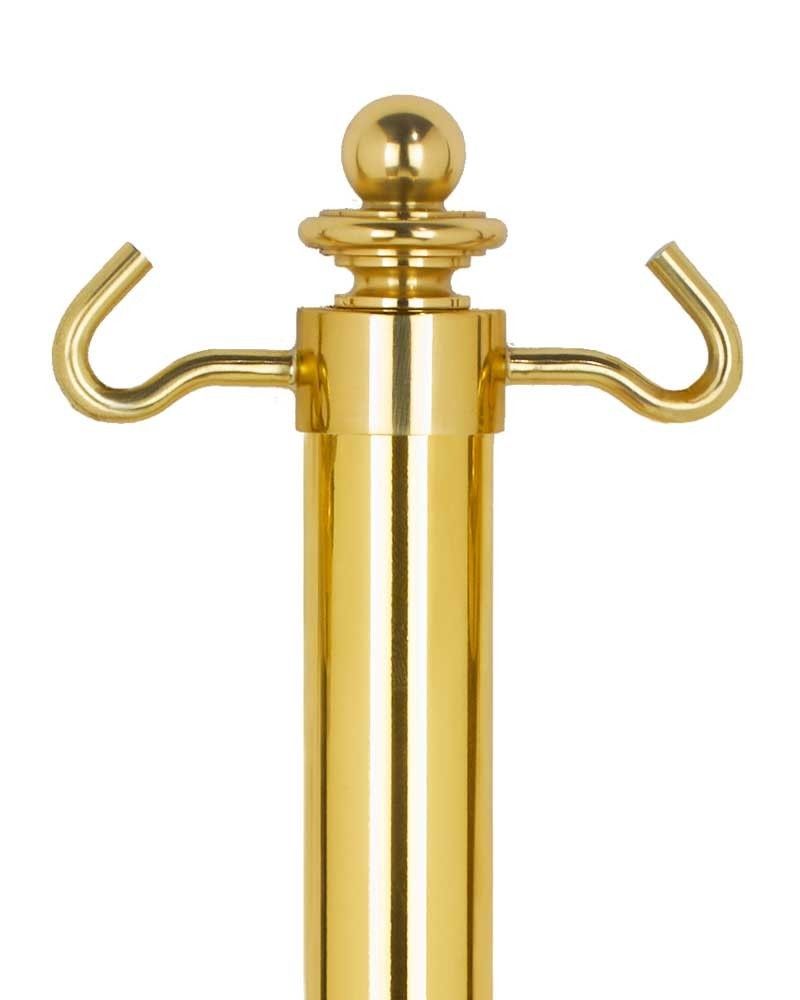 Seilständer Messing 89 cm hoch beidseitig mit Haken, flacher Fuß