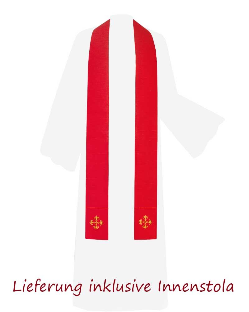 Kasel rot 130 x 150 cm Trevira Wolle mit Schalkragen