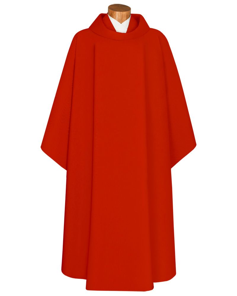 Kasel rot 130 x 150 cm Trevira Wolle mit Schalkragen