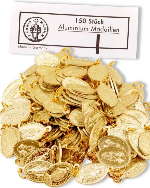 150 St. Wunderbare Medaille gold eloxiert 19 mm mit Öse
